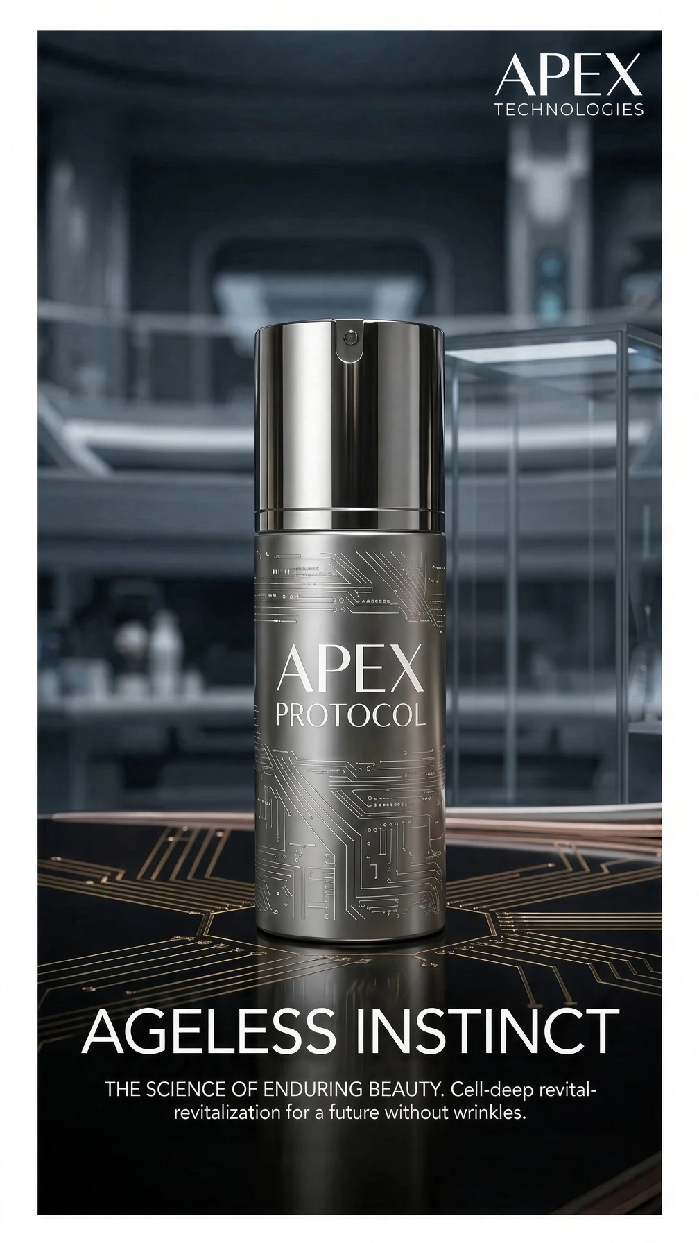 Protocol by Apex Ageless Instinct skincare advertisement