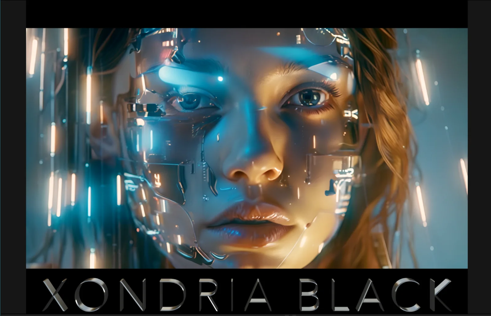 Xondria Black cybernetic AI entity portrait